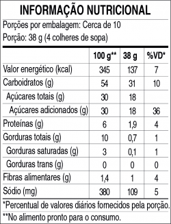 Tabela Nutricional MISTURA PARA BOLO SABOR CHOCOLATE 370g