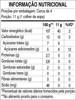 Tabela Nutricional PUDIM SABOR COCO 50g